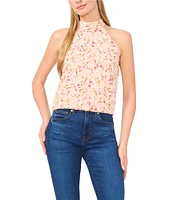 CeCe Floral Print Halter Neck Sleeveless Tank