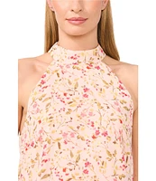 CeCe Floral Print Halter Neck Sleeveless Tank