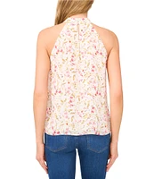CeCe Floral Print Halter Neck Sleeveless Tank