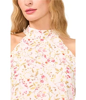CeCe Floral Print Halter Neck Sleeveless Tank