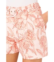 CeCe Floral Print High Waisted Linen Blend Belted Pleated Shorts