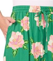 CeCe Floral Print Tie Front Wide Leg Pants