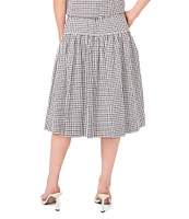 CeCe Gingham A-Line Tiered Belted Midi Skirt
