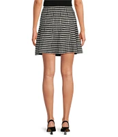 CeCe Gingham Jacquard High Waisted Flared Coordinating Short Skirt