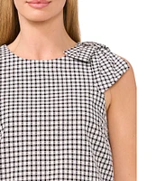 CeCe Gingham Print Crew Neck Sleeveless Bow Top