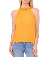 CeCe Halter Neck Pleated Sleeveless Blouse