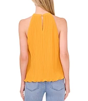 CeCe Halter Neck Pleated Sleeveless Blouse