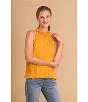 CeCe Halter Neck Pleated Sleeveless Blouse