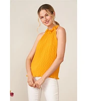 CeCe Halter Neck Pleated Sleeveless Blouse