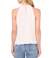 CeCe Halter Neck Pleated Sleeveless Blouse