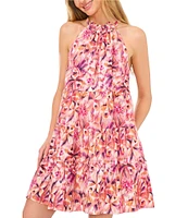 CeCe Halter Sleeveless Tie Back A Line Dress