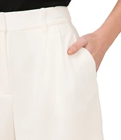 CeCe High Waisted Crepe Pleated Shorts