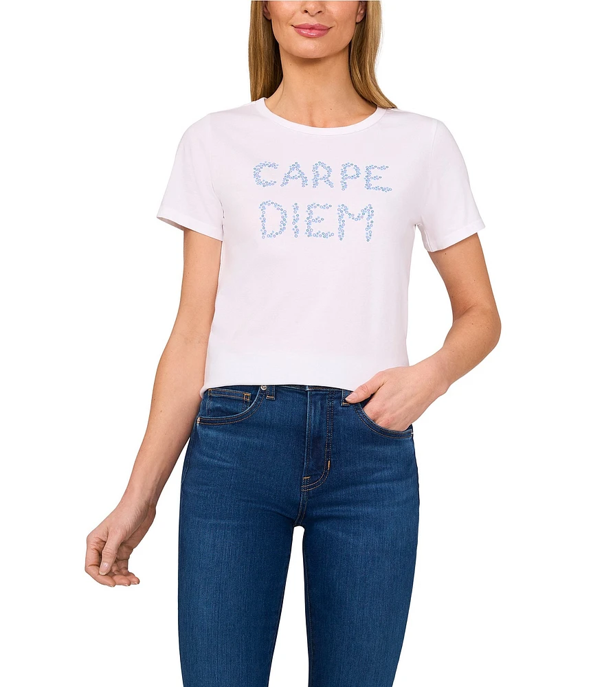 CeCe Knit Crew Neck Short Sleeve Graphic Tee