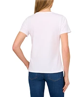 CeCe Knit Crew Neck Short Sleeve Graphic Tee