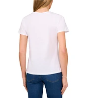 CeCe Ciao Knit Crew Neck Short Sleeve Graphic Tee