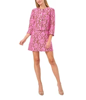 CeCe Lace Overlay Round Neck 3/4 Sleeve Cropped Button-Front Jacket