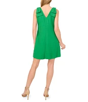 CeCe Linen Blend V-Neck Sleeveless A-Line Dress