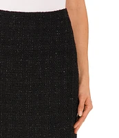 CeCe Metallic Tweed Coordinating Pencil Mini Skirt