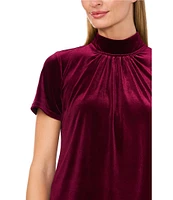 CeCe Mock Neck Short Sleeve Open Tie Back Blouse