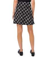 CeCe Plaid Gauze Tweed High Rise A-Line Mini Skirt