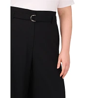 CeCe Plus Size Crepe D-Ring Self Belt Wide Leg Pant