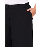 CeCe Plus Size Crepe High Rise Single Pleat Flat Front Full Length Wide Pants