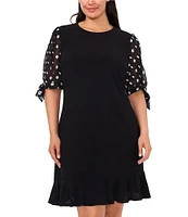 CeCe Plus Size Crew Neck 3/4 Sleeve Dress