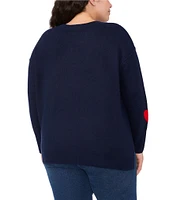 CeCe Plus Size Crew Neck Long Sleeve Heart Sweater