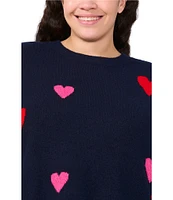 CeCe Plus Size Crew Neck Long Sleeve Heart Sweater