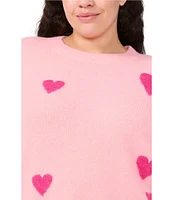 CeCe Plus Size Crew Neck Long Sleeve Heart Sweater