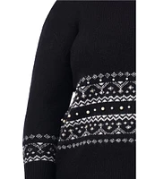 CeCe Plus Size Fair Isle Jersey Knit Crew Neck Dropped Long Sleeve Pullover Sweater