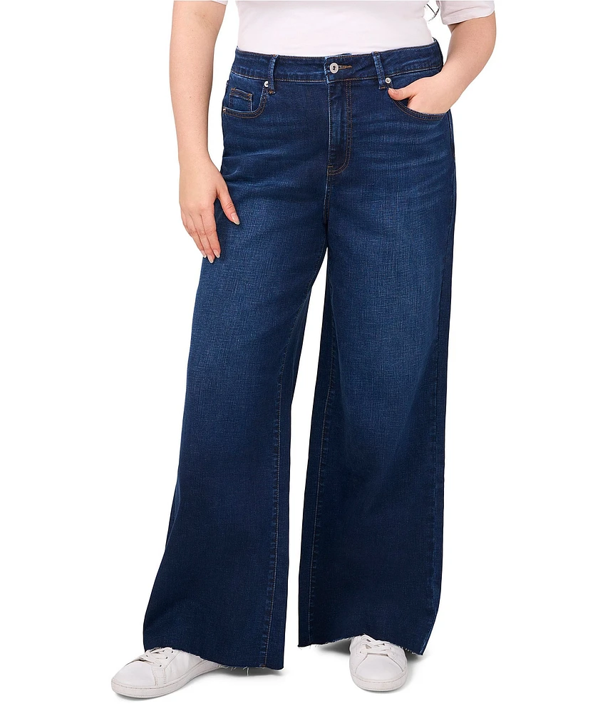 CeCe Plus Size High Rise Wide Leg Jeans