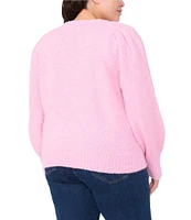 CeCe Plus Size Knit Crew Neck Long Sleeve 3D Flower Sweater