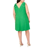 CeCe Plus Size Linen Blend V-Neck Sleeveless A-Line Dress