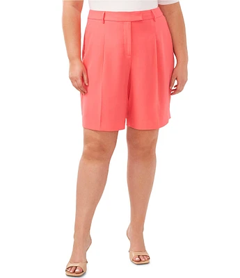 CeCe Plus Size Moss Crepe Pleated Front Culotte Bermuda Shorts