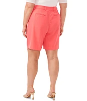 CeCe Plus Size Moss Crepe Pleated Front Culotte Bermuda Shorts