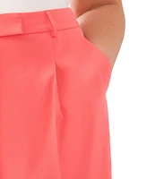 CeCe Plus Size Moss Crepe Pleated Front Culotte Bermuda Shorts