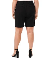 CeCe Plus Size Moss Crepe Pleated Front Culotte Bermuda Shorts