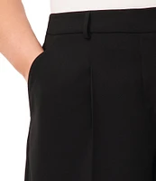 CeCe Plus Size Moss Crepe Pleated Front Culotte Bermuda Shorts