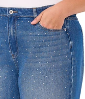 CeCe Plus Size Rhinestone Straight Leg Jean