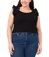 CeCe Plus Size Scoop Neck Sleeveless Ruffle Blouse