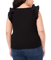 CeCe Plus Size Scoop Neck Sleeveless Ruffle Blouse