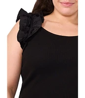 CeCe Plus Size Scoop Neck Sleeveless Ruffle Blouse