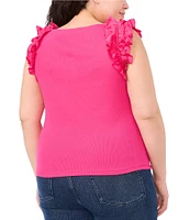 CeCe Plus Size Scoop Neck Sleeveless Ruffle Blouse