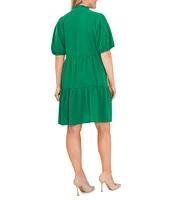 CeCe Plus Size Split V-Neck Tiered Short Sleeve Dress