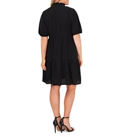 CeCe Plus Size Split V-Neck Tiered Short Sleeve Dress