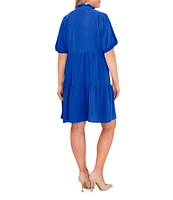 CeCe Plus Size Split V-Neck Tiered Short Sleeve Dress