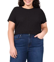 CeCe Plus Size Textured Knit Crew Neck Short Sleeve Tee