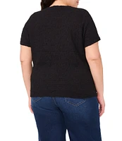 CeCe Plus Size Textured Knit Crew Neck Short Sleeve Tee