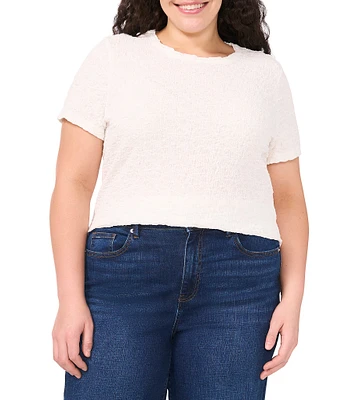 CeCe Plus Size Textured Knit Crew Neck Short Sleeve Tee